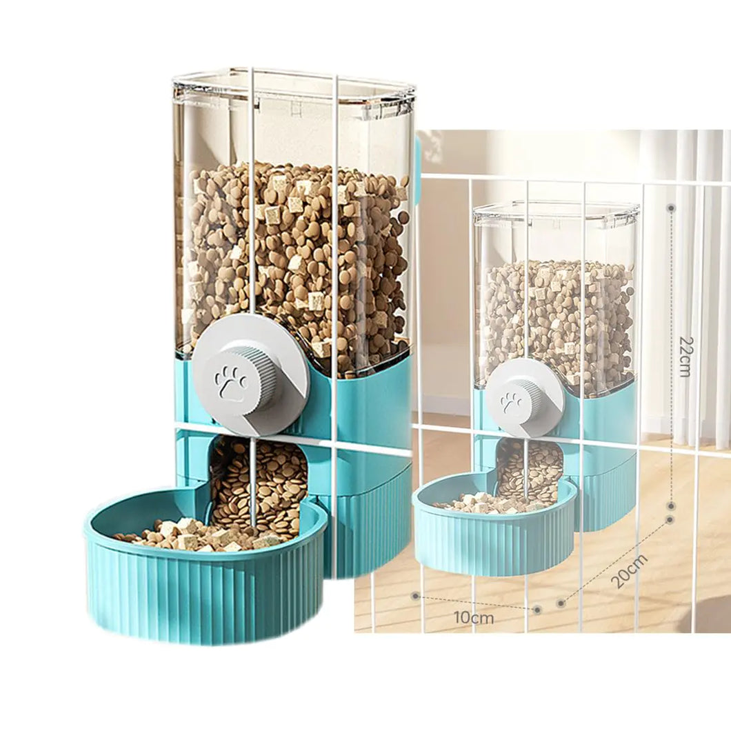 Hanging Automatic Bunny Food Water Dispenser Gravity Rabbit Cage Feeder and Water Dispenser Ferret Cages Accessories Cage Cat Food Bowl for Chinchilla Guinea Pig Hedgehog (Fooding Blow-Blue) - Ayora Pets