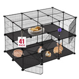 VISCOO 41 Panels Pet Playpen Small Animal Playpen with 2 Doors C&C Cage for Guinea Pigs Rabbit Bunny Hedgehogs Chinchillas Puppy Playpen Indoor Outdoor Two-Story Metal Wire Yard Fence - Ayora Pets