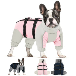 SUNFURA Full Body Dog Coat for Small Dogs Warm Fleece Dog Jacket Four-Legged Dog Winter Coats with Leash Ring Reflective Turtleneck Dog Snowsuit Puffer Dog Snow Jackets for Small Medium Dogs - Ayora Pets