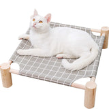 Pozico Cat/Dog Bed Hammock Cat Bed Wooden Dog Elevated Indoor Outdoor Beds Raised Cat Cots Furniture Pet Bed Puppy Bed Portable Breathable Mesh Cat Beds for Small Animals-Grey Grid - Ayora Pets