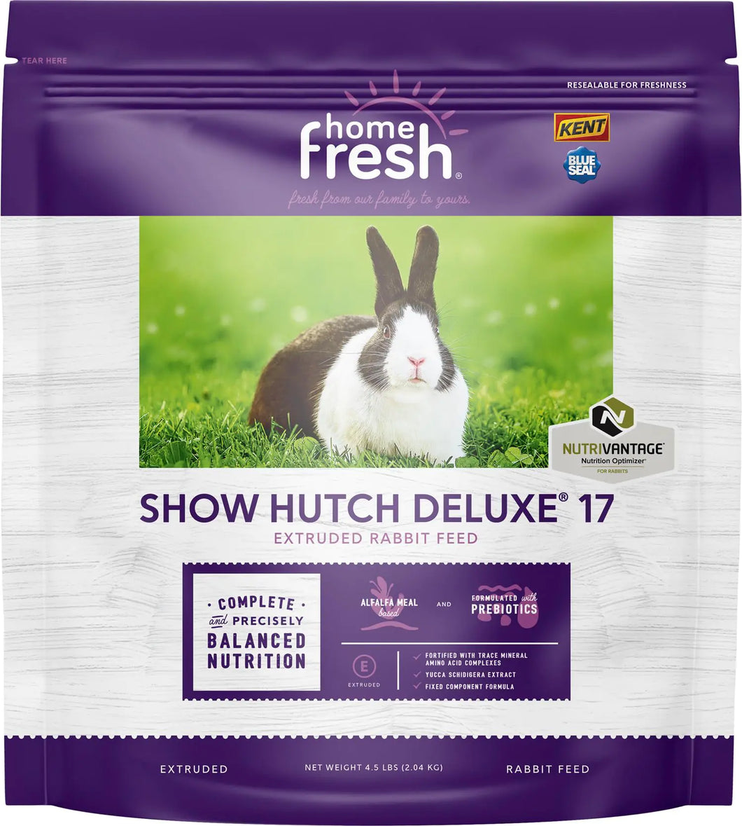 Blue Seal Fresh Show Hutch Deluxe 17 Rabbit Food - Resealable Packaging to Hold in Freshness Promotes a Healthy Digestive System and Proper Intake - 4.5 LB Bag - Ayora Pets