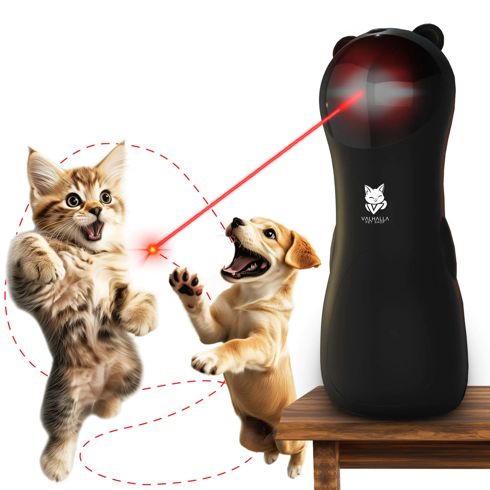 Valhalla Pet Shop Automatic Cat Laser Toy Interactive Laser Cat Dog Toys Indoor Cat Toys Rare 2025 Black Model Multiple Trajectories High & Low Speed for Cats Dogs & Kittens USA Retailer - Ayora Pets