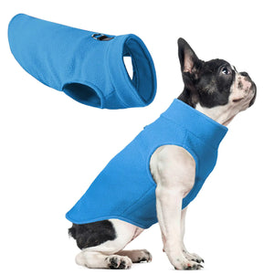 Fleece Dog Sweater Vest Soft Warm Pullover Fleece Dog Jackets Winter Dog Clothes for Small Mediun Large Dogs Stretchy Fleece Vest Dog Sweater with D Ring Leash (Blue L) - Ayora Pets