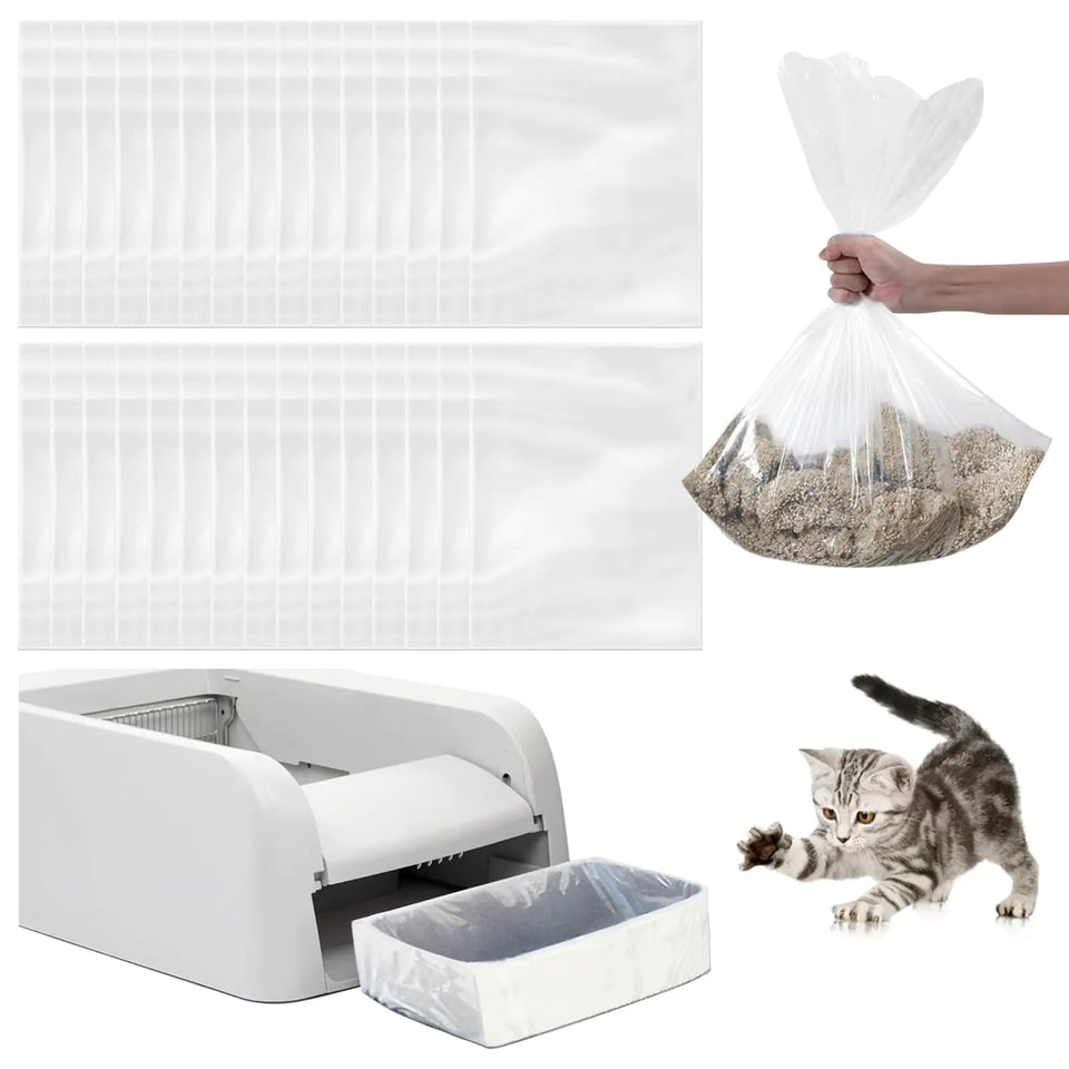 30 Pack Cat Litter BagsNo-Touch Kitty Litter Liners & Pet Waste Bags Compatible with Petsafe Self-Cleaning Cat Litter BoxReplacement Trash Pet Litter Bags - Ayora Pets