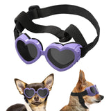 Lewondr Small Dog Sunglasses UV Protection Goggles Eye Wear Protection with Adjustable Strap Doggy Heart Shape Anti-Fog Sunglasses for Pet Dogs Sun Glasses Doggie Windproof Glasses Macaron Purple - Ayora Pets