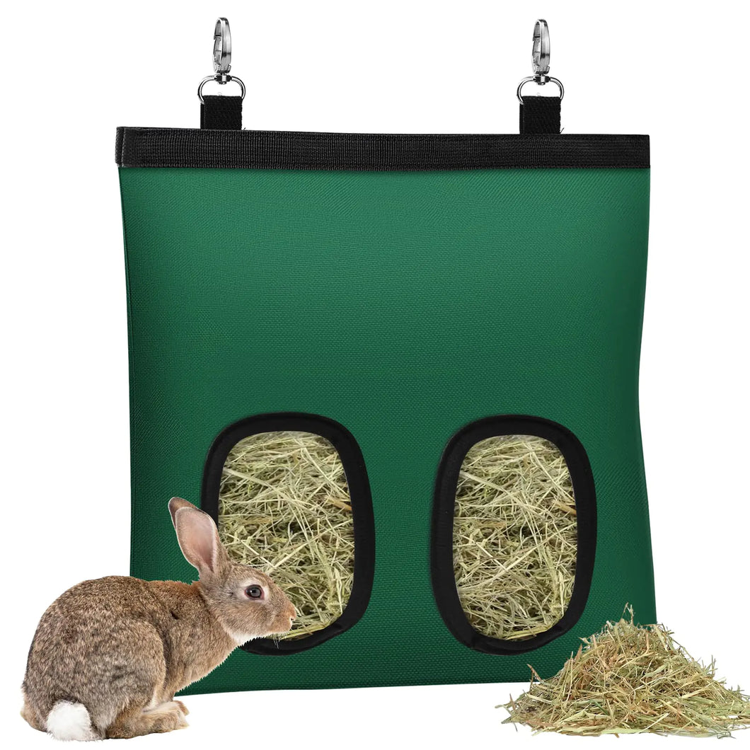 Rabbit Hay Feeder Bunny Hay Bag for RabbitsRabbit Feeder Fabric Bag Feeder Storage Bag2 Holes Large Capacity 600D Oxford Cloth Fabric Hanging Hay Feeder Bag for Small AnimalHay Guinea Pig(Green) - Ayora Pets