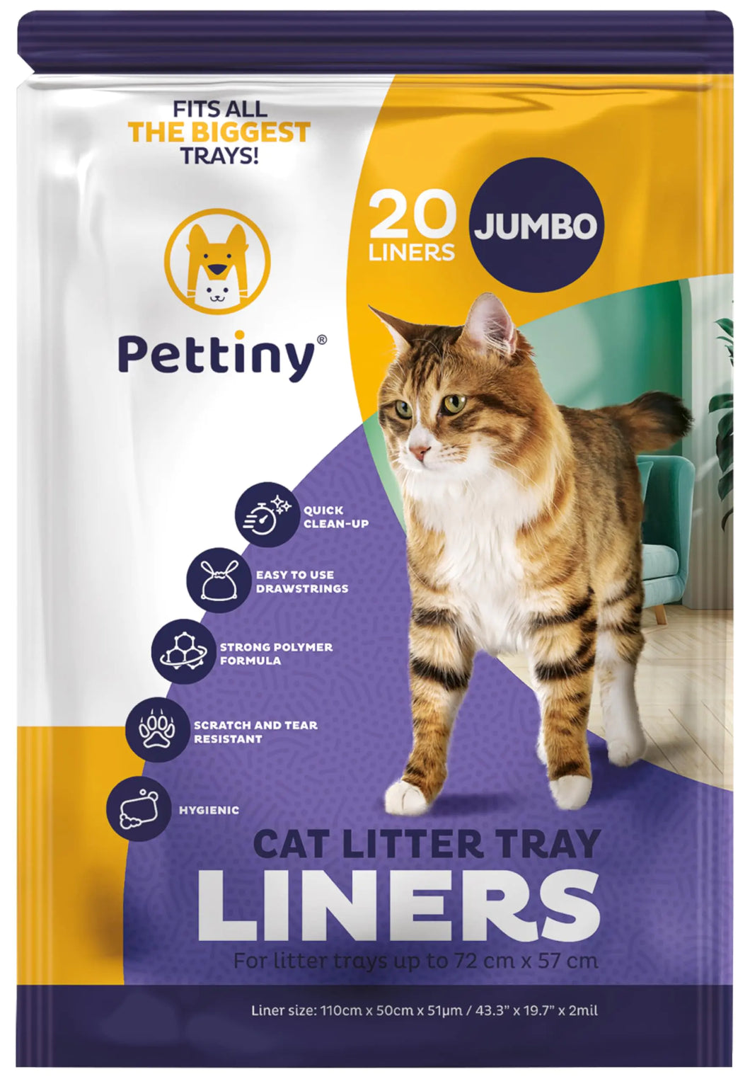 Jumbo Cat Litter Box Liners with Drawstrings - 43
