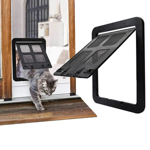Cdycam Dog Cat Door for Screen Door with Magnetic Flap Lockable Magnetic Closure Sturdy Screen Pet Door for Existing Sliding Door Window (S (Inside Size: 9.4"*7.4") Black) - Ayora Pets