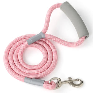 Mile High Life Dog Leash with Comfortable Padded Handle | Black Nylon Rope Dog Leash with Steel Tips | Heavy Duty 5 Feet Dog Leashes (Pink60 Inches) - Ayora Pets