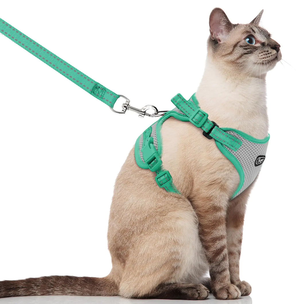 Supet Cat Harness and Leash for Walking Escape Proof Adjustable Harness for Cats Easy Control Small Cat Harness for Medium Large Kitten Green - Ayora Pets