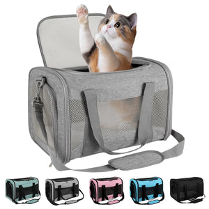 Cat carrier Cat Carrying Case Pet Dog Carrier Soft-Sided Cat Bag Airline Approved Pet Travel Carrier Up to 15 Lbs Collapsible Cat Carrier Dog Carrier for Medium Cats Small Cats Dogs (grey 17*11*11) - Ayora Pets