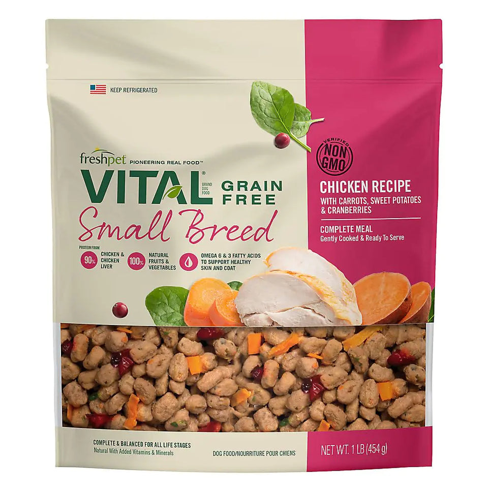 Freshpet Vital Complete Meals Grain-Free Chicken Fresh Small Breed Dog Food 1 lb. - Ayora Pets