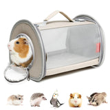 Ioview Guinea Pig Carrier Travel Small Animal Carrier Bag Lizard Bird Rabbit Carrier Cage Squirrel Breathable Bag Portable Travel Hamster Small Pet Hangbag (Small Khaki) - Ayora Pets
