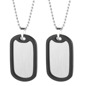 Cosmos 2 Pcs Military Dog Tags Stainless Steel Dog ID Tags Blank Tags Dog Name Tag with Ball Chains and Silicone Protective Case for Men Women Personalized Gift - Ayora Pets