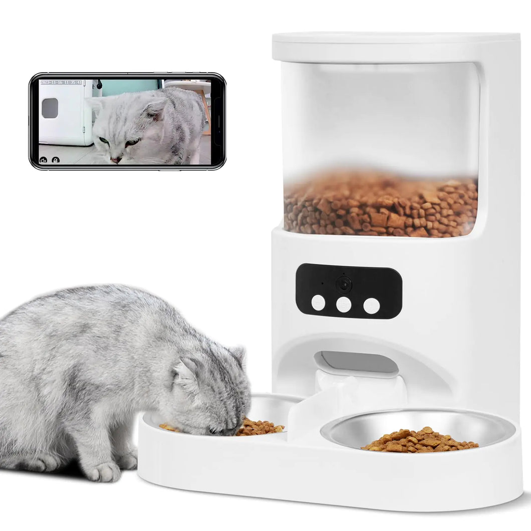 Automatic Cat Feeder with Camera for 2 Cats1080P HD Video Night Vision Pet Feeder Food Dispenser5G&2.4GHz WiFi Pet Feeder with 2 Way AudioSmart App Control 4L Pet Dry Food Dispenser for Cat/Dogs - Ayora Pets