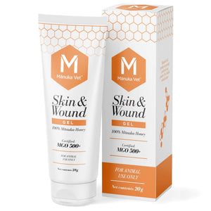 Manuka Vet Skin & Wound Gel 500+ MGO Medical Grade Manuka Honey Rapid Healing & Skin Repair Treatment for Dogs Horses and Cats 0.71oz (20g) Tube - Ayora Pets