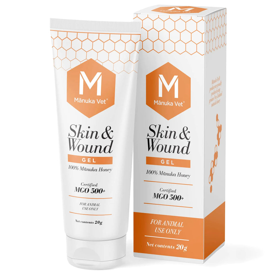 Manuka Vet Skin & Wound Gel 500+ MGO Medical Grade Manuka Honey Rapid Healing & Skin Repair Treatment for Dogs Horses and Cats 0.71oz (20g) Tube - Ayora Pets