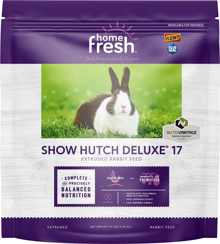 Blue Seal Fresh Show Hutch Deluxe 17 Rabbit Food - Resealable Packaging to Hold in Freshness Promotes a Healthy Digestive System and Proper Intake - 4.5 LB Bag - Ayora Pets