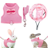 Cute Bunny Harness Leash with Hats for Pet Rabbit Rabbit Harness Bunny Leash for Walking with Hat Rabbit Leash Clothes Bunny Accessories for Rabbits Cat Kitten Puppy Rabbit Accessories (Pink M) - Ayora Pets