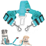 SlowTon Dog Seat Belt Double Dog Seatbelt Adjustable Vehicle Safety Leash with Elastic Bungee Buffer Reflective No Tangle Y Shape Two Dog Harness Seat Belt Splitter for Pets Car Trip (Mint Blue M) - Ayora Pets