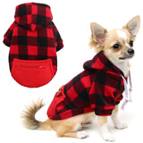 Mrcopetal Dog Hoodie Plaid Dog Clothes Sweatshirt Puppy Sweater Soft Brushed Fleece Hoodies for Dog with Zipper Pocket Dog Winter Coat Cotton Pet Hoodie Small Large Dogs XS - Ayora Pets
